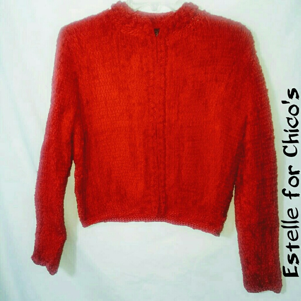 Estelle small red heavy hook front cardigan
